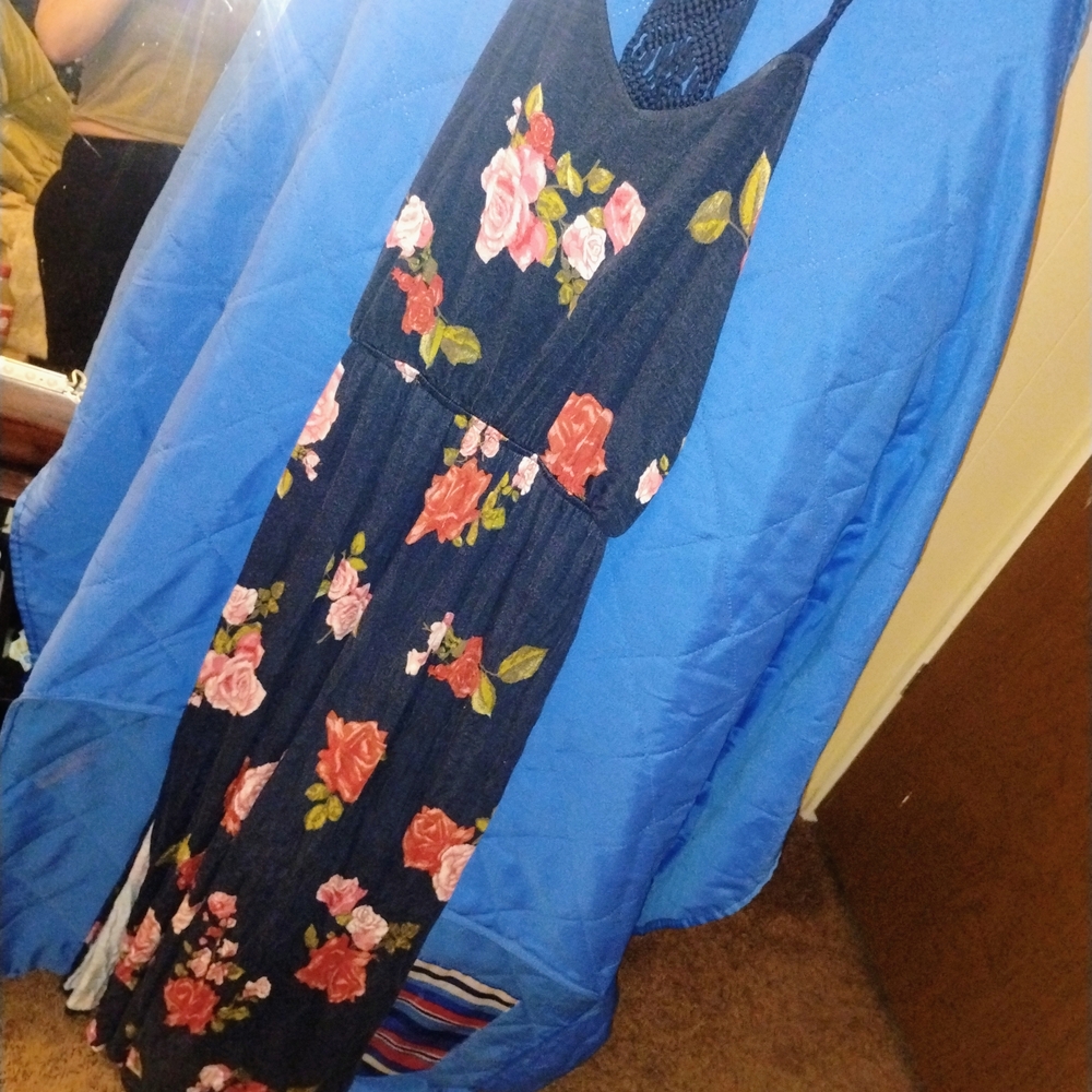 Royal Blue Sundress with Dolman Sleeves and Halter Neckline